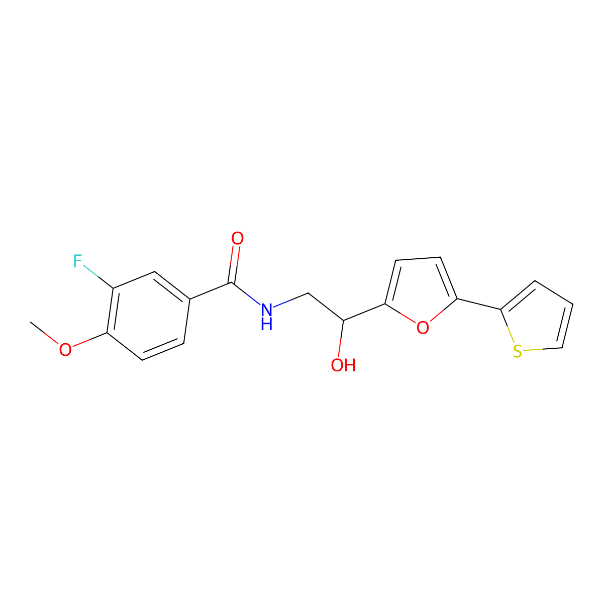 3-fluoro-N-{2-hydroxy-2-[5-(thiophen-2-yl)furan-2-yl]ethyl}-4-methoxybenzamide molecular structure, CAS 2320537-67-3