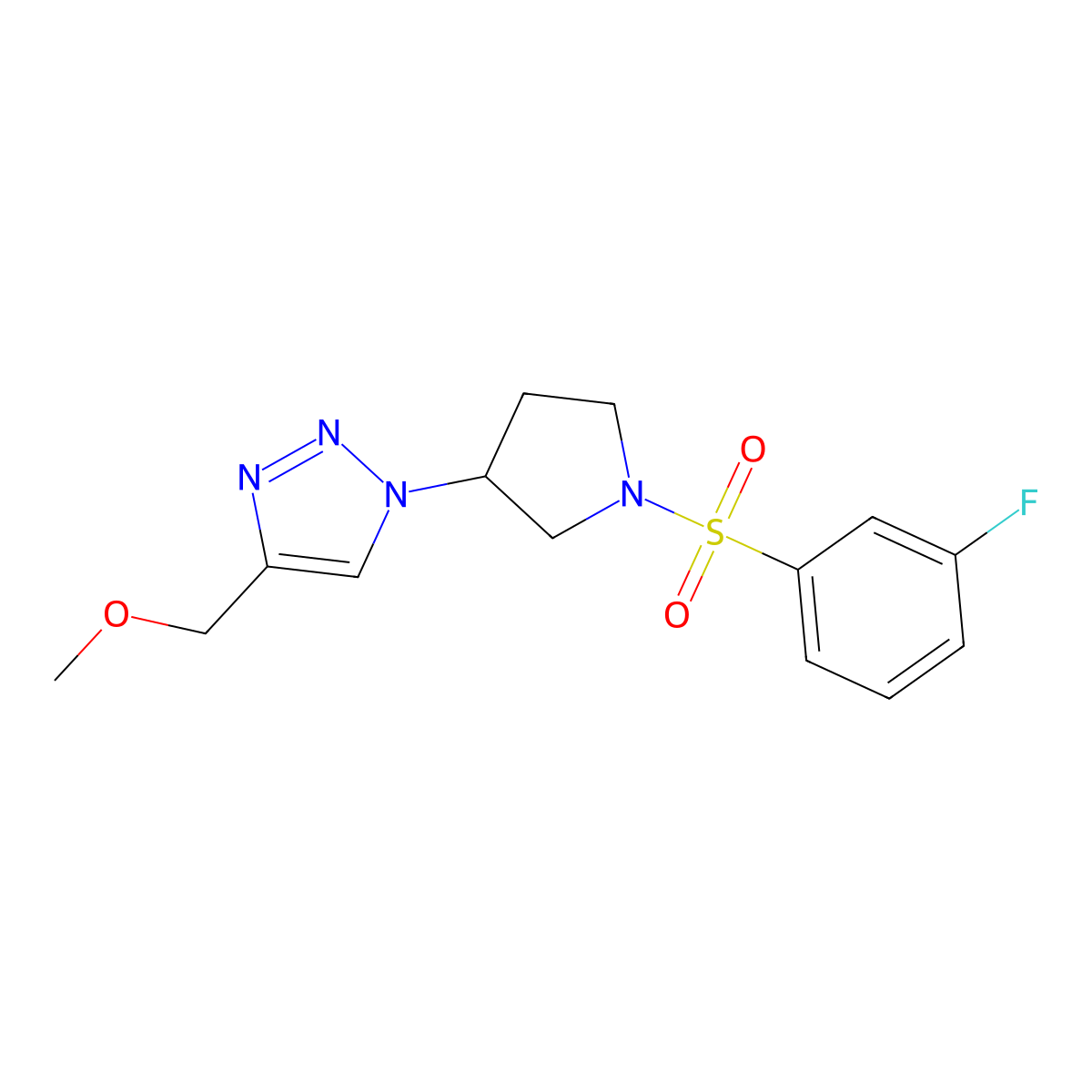 1-[1-(3-fluorobenzenesulfonyl)pyrrolidin-3-yl]-4-(methoxymethyl)-1H-1,2,3-triazole molecular structure, CAS 2320537-75-3