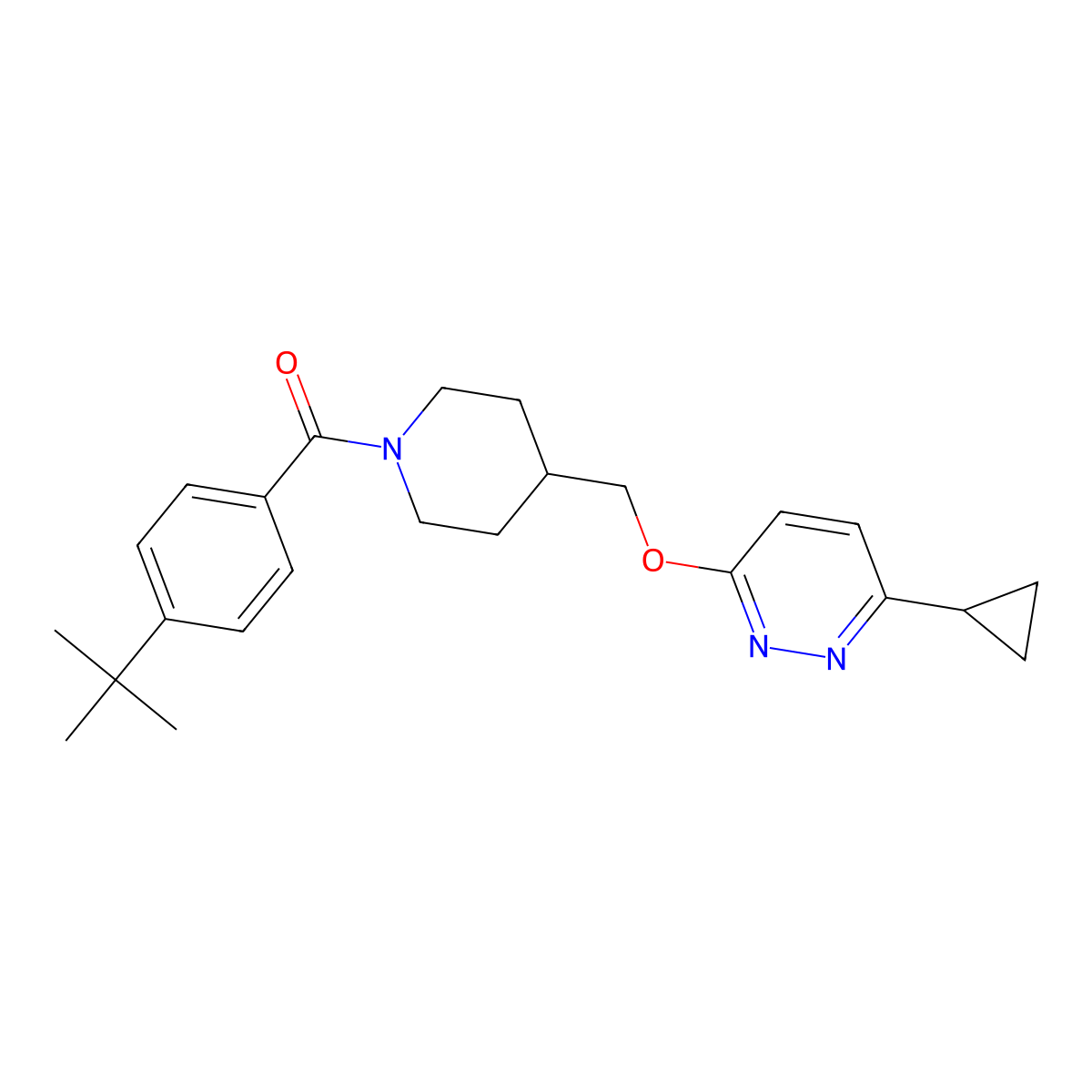 3-{[1-(4-Tert-butylbenzoyl)piperidin-4-yl]methoxy}-6-cyclopropylpyridazine molecular structure, CAS 2320537-77-5