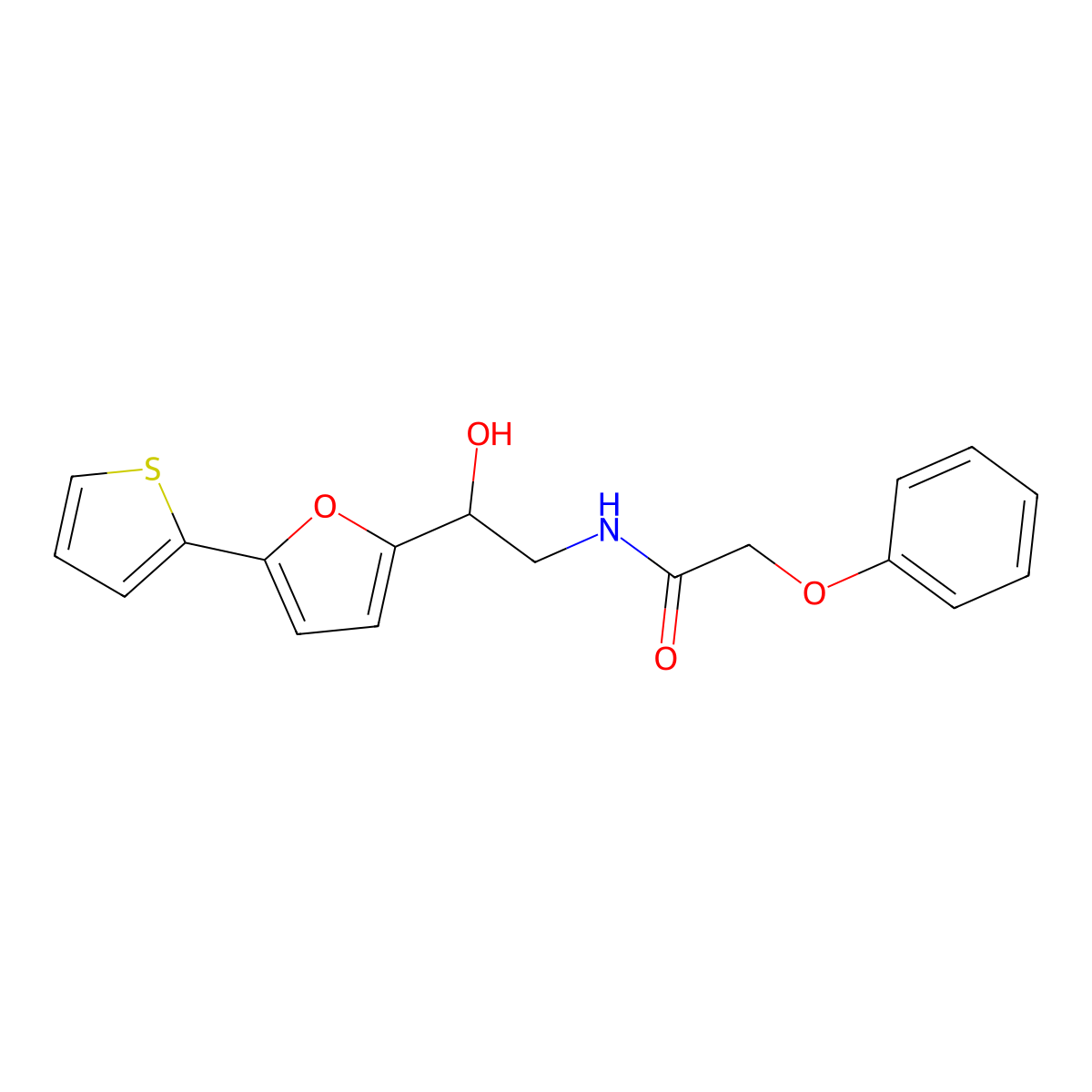 N-{2-hydroxy-2-[5-(thiophen-2-yl)furan-2-yl]ethyl}-2-phenoxyacetamide molecular structure, CAS 2320537-78-6