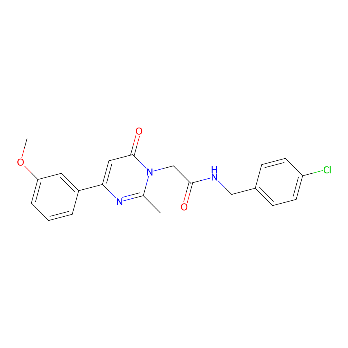 N-[(4-chlorophenyl)methyl]-2-[4-(3-methoxyphenyl)-2-methyl-6-oxo-1,6-dihydropyrimidin-1-yl]acetamide molecular structure, CAS 2320537-79-7