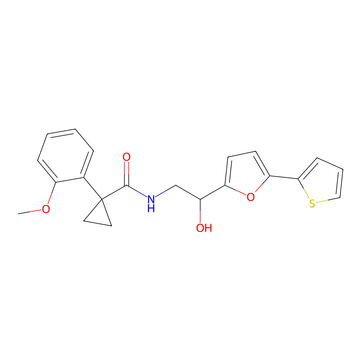 N-{2-hydroxy-2-[5-(thiophen-2-yl)furan-2-yl]ethyl}-1-(2-methoxyphenyl)cyclopropane-1-carboxamide molecular structure, CAS 2320537-82-2