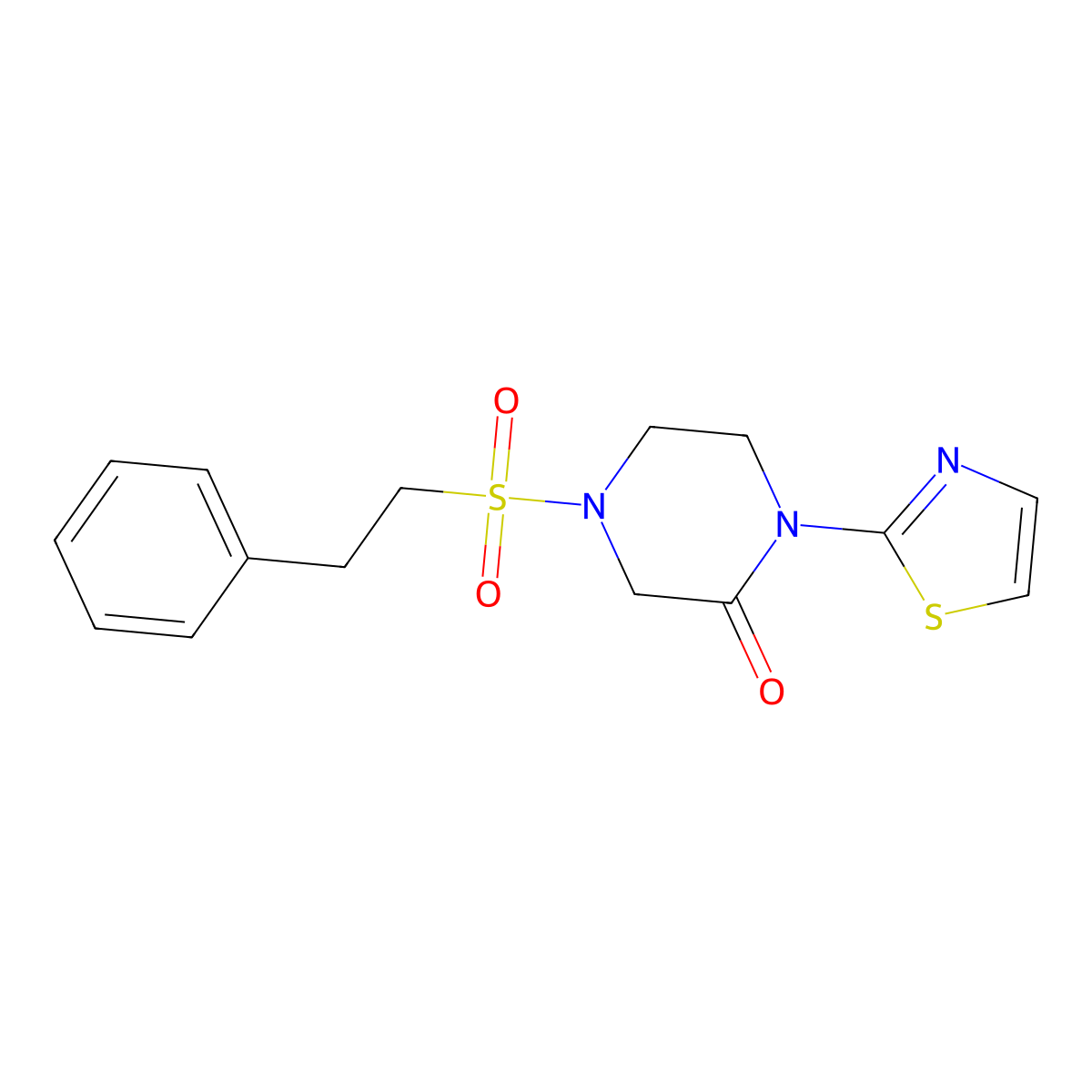 4-(2-Phenylethanesulfonyl)-1-(1,3-thiazol-2-yl)piperazin-2-one molecular structure, CAS 2320537-84-4