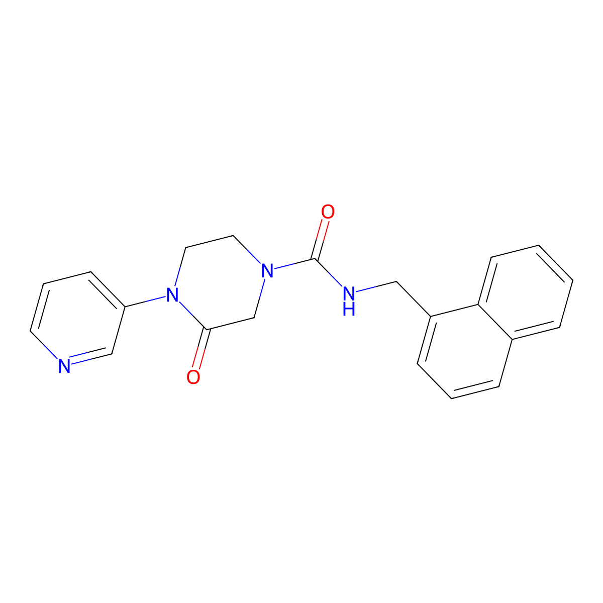 N-[(naphthalen-1-yl)methyl]-3-oxo-4-(pyridin-3-yl)piperazine-1-carboxamide molecular structure, CAS 2320537-86-6