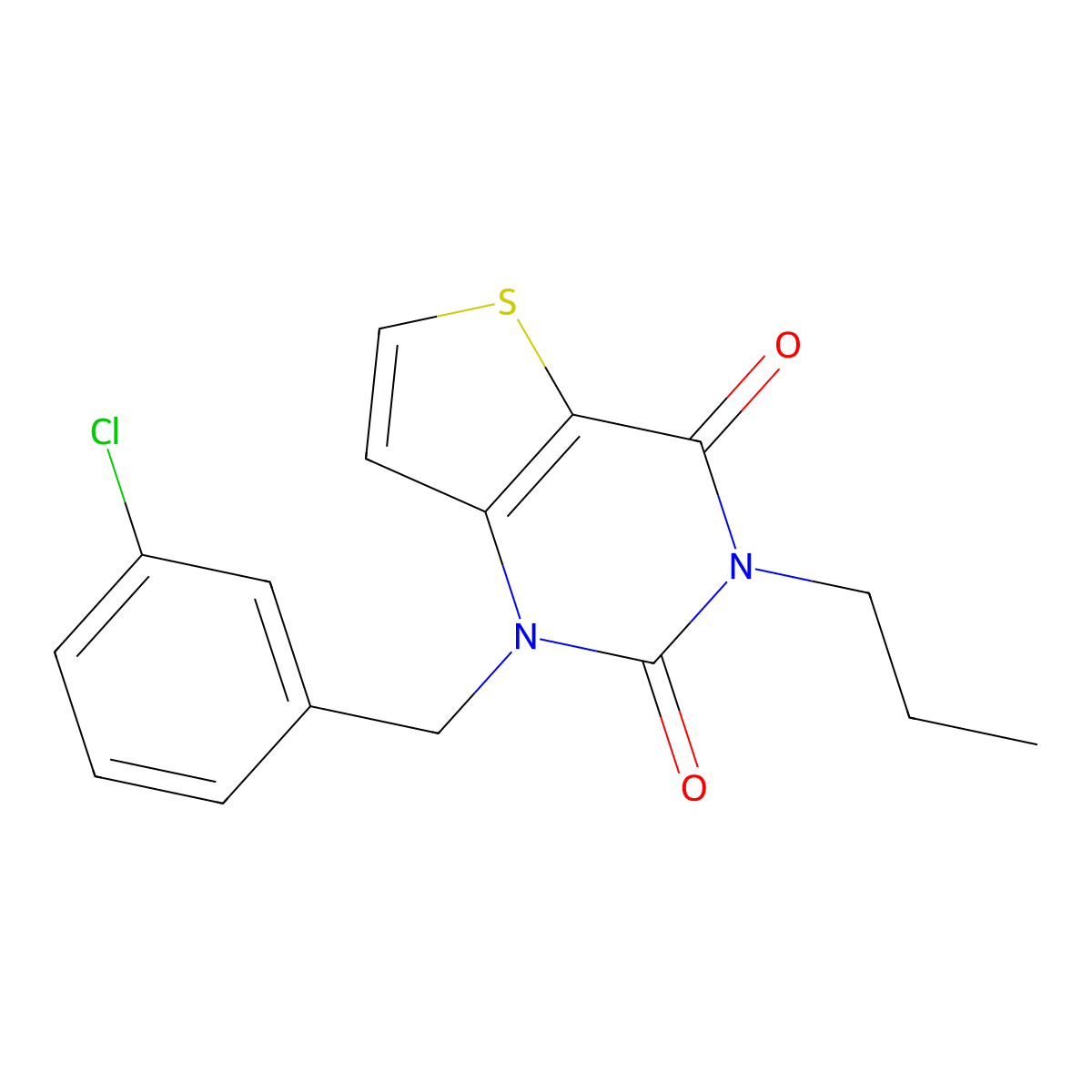 1-(3-chlorobenzyl)-3-propylthieno[3,2-d]pyrimidine-2,4(1H,3H)-dione molecular structure, CAS 2320537-87-7