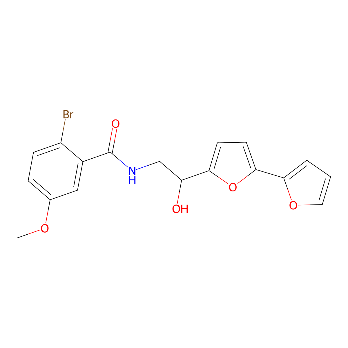 N-(2-{[2,2'-bifuran]-5-yl}-2-hydroxyethyl)-2-bromo-5-methoxybenzamide molecular structure, CAS 2320537-93-5