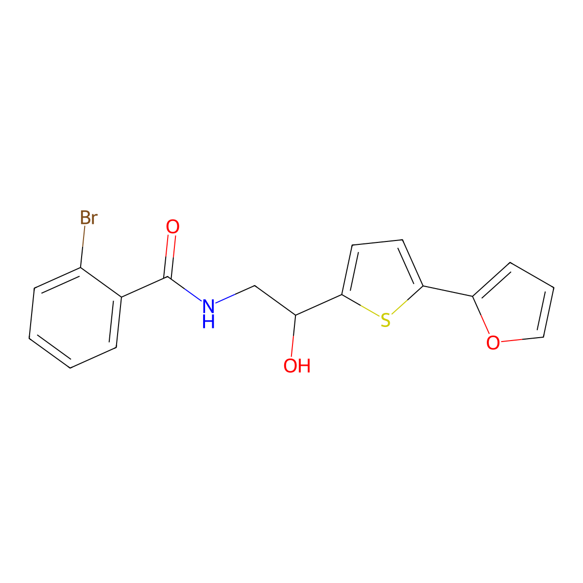 2-bromo-N-{2-[5-(furan-2-yl)thiophen-2-yl]-2-hydroxyethyl}benzamide molecular structure, CAS 2320538-00-7
