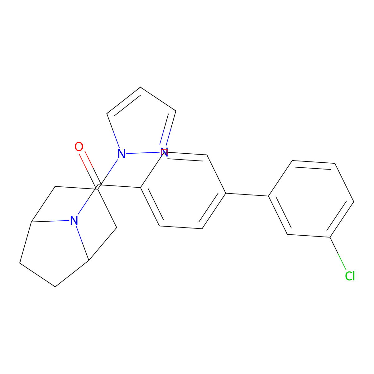 8-{3'-chloro-[1,1'-biphenyl]-4-carbonyl}-3-(1H-pyrazol-1-yl)-8-azabicyclo[3.2.1]octane molecular structure, CAS 2320538-06-3