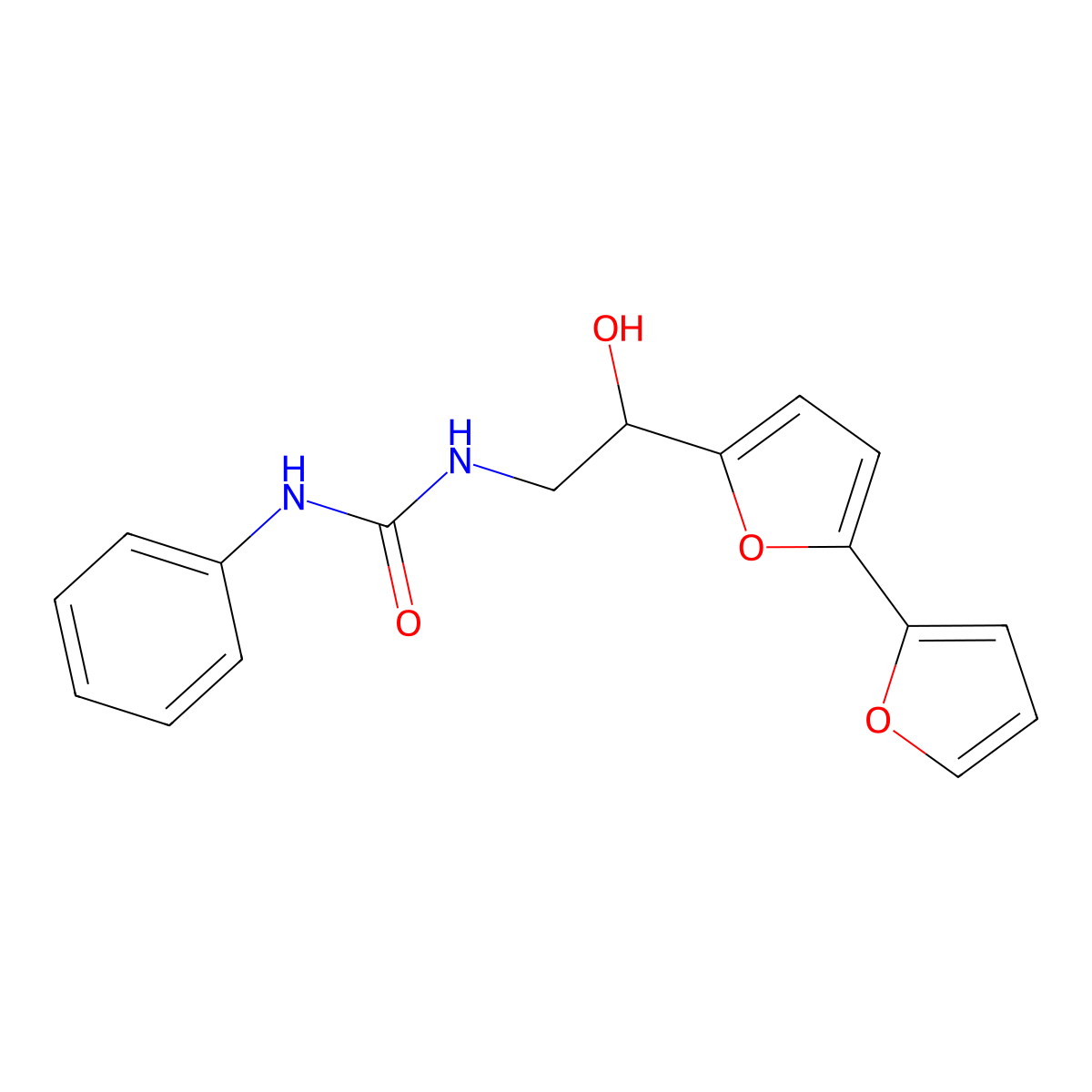 3-(2-{[2,2'-Bifuran]-5-yl}-2-hydroxyethyl)-1-phenylurea molecular structure, CAS 2320538-60-9