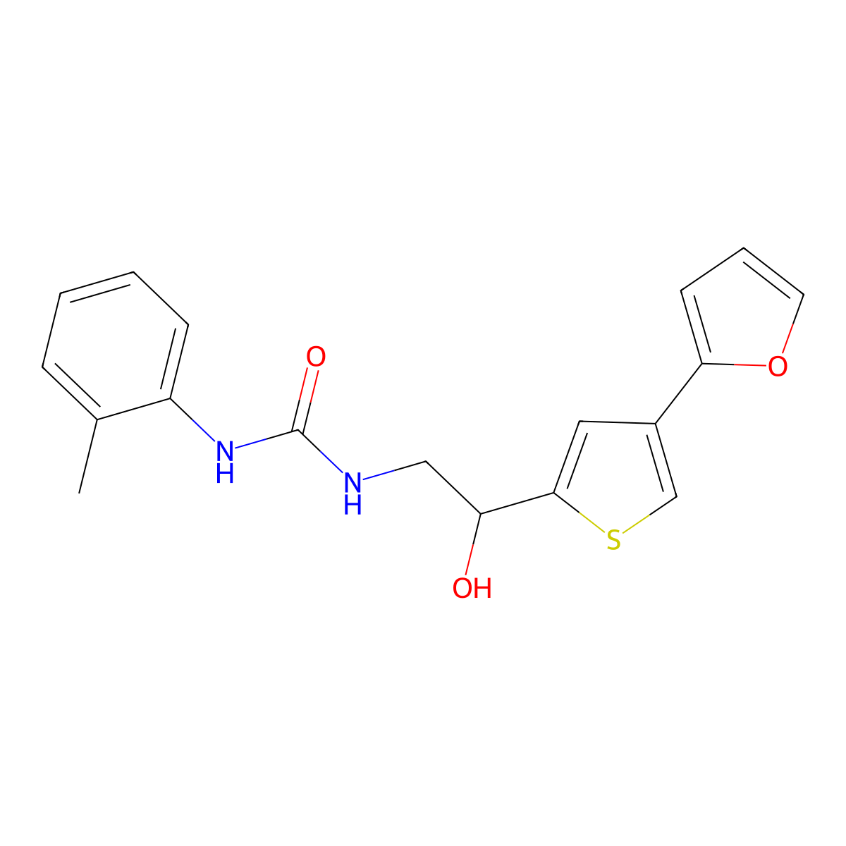 1-[2-[4-(Furan-2-yl)thiophen-2-yl]-2-hydroxyethyl]-3-(2-methylphenyl)urea molecular structure, CAS 2320538-62-1