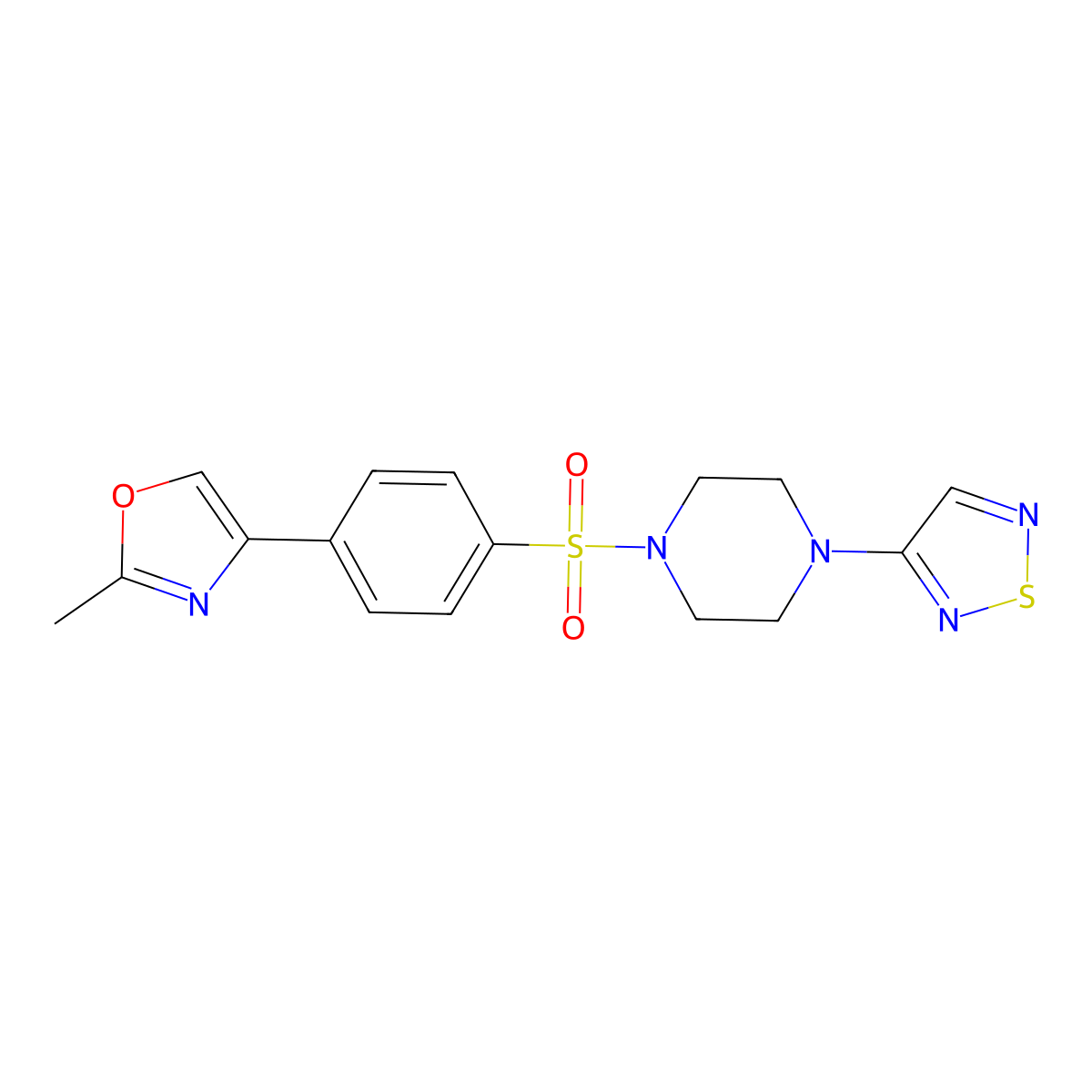 1-[4-(2-Methyl-1,3-oxazol-4-yl)benzenesulfonyl]-4-(1,2,5-thiadiazol-3-yl)piperazine molecular structure, CAS 2320538-81-4