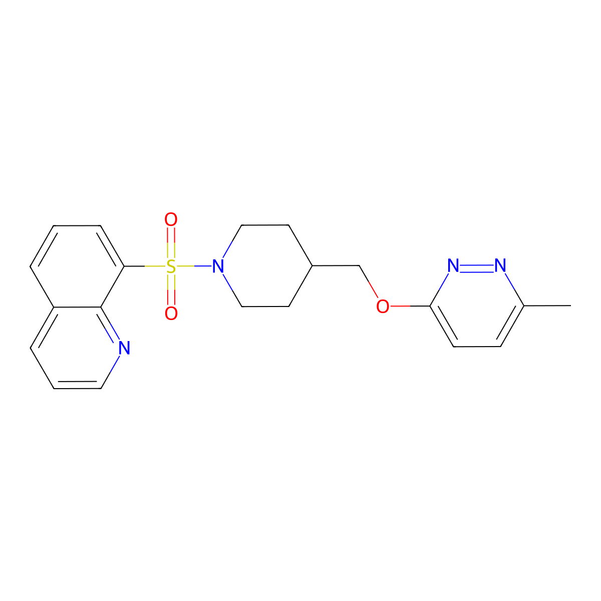 8-[(4-{[(6-Methylpyridazin-3-yl)oxy]methyl}piperidin-1-yl)sulfonyl]quinoline molecular structure, CAS 2320538-88-1