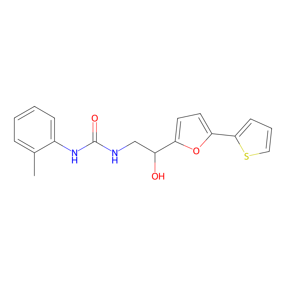 3-{2-Hydroxy-2-[5-(thiophen-2-yl)furan-2-yl]ethyl}-1-(2-methylphenyl)urea molecular structure, CAS 2320538-91-6