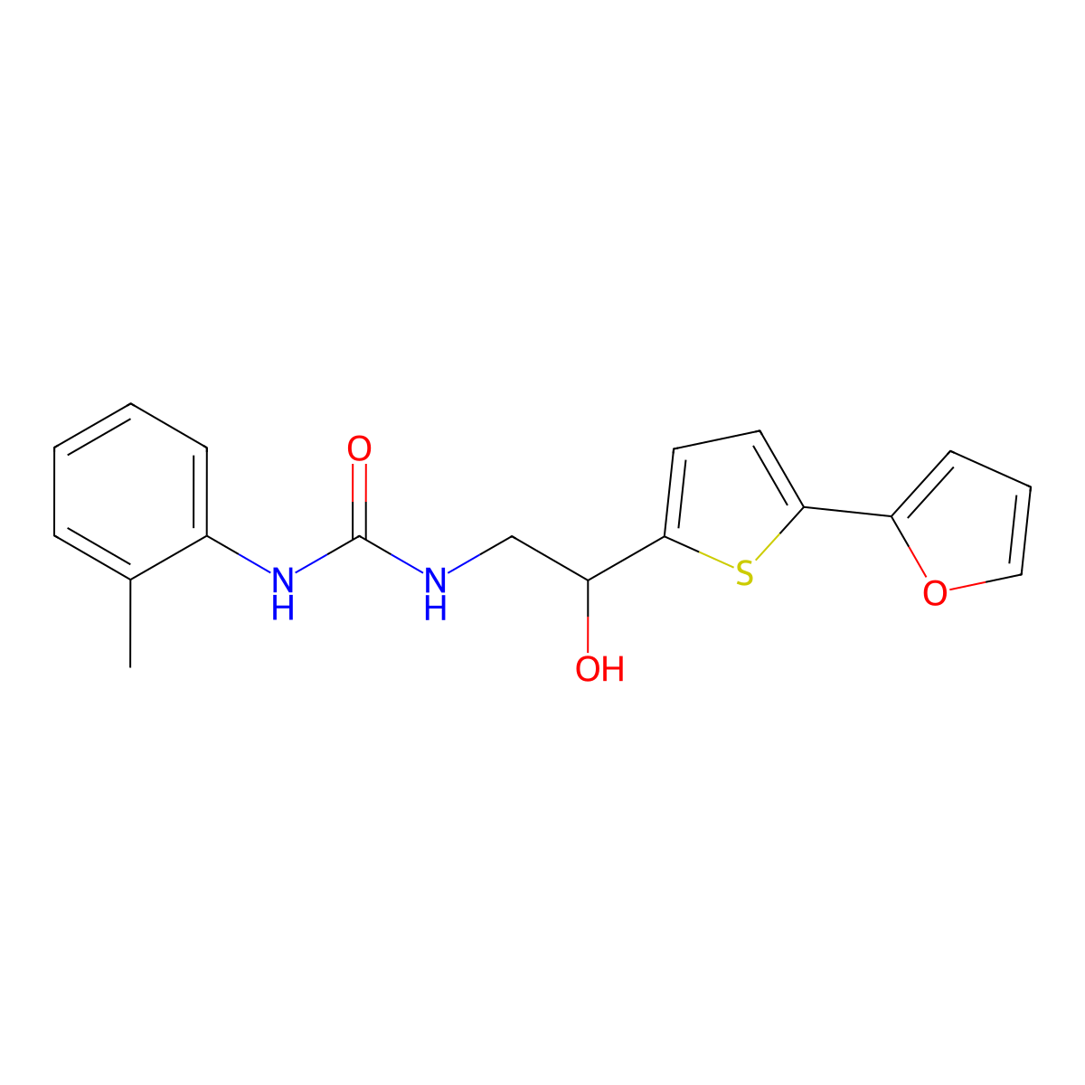 3-{2-[5-(Furan-2-yl)thiophen-2-yl]-2-hydroxyethyl}-1-(2-methylphenyl)urea molecular structure, CAS 2320539-05-5