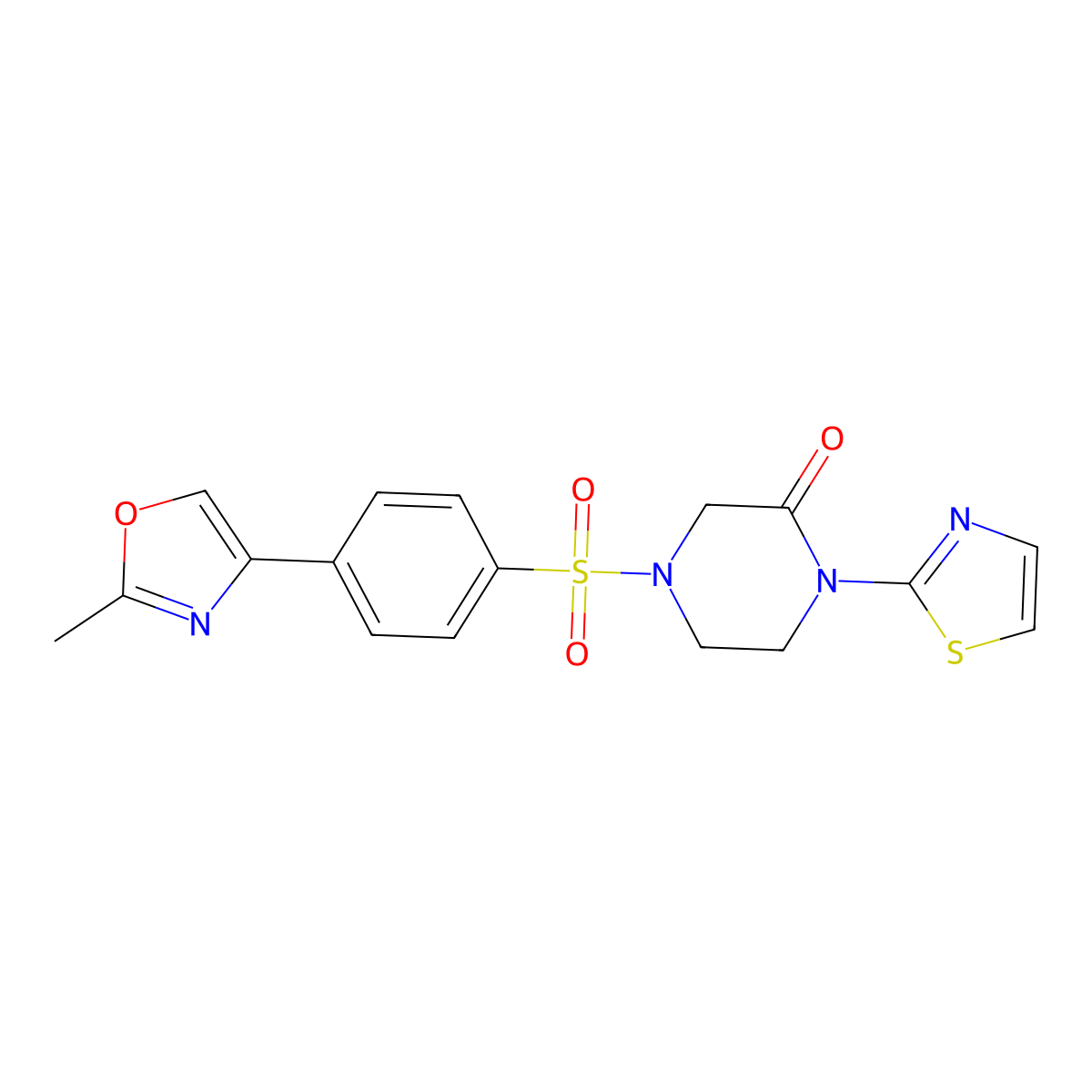 4-[4-(2-Methyl-1,3-oxazol-4-yl)benzenesulfonyl]-1-(1,3-thiazol-2-yl)piperazin-2-one molecular structure, CAS 2320539-48-6
