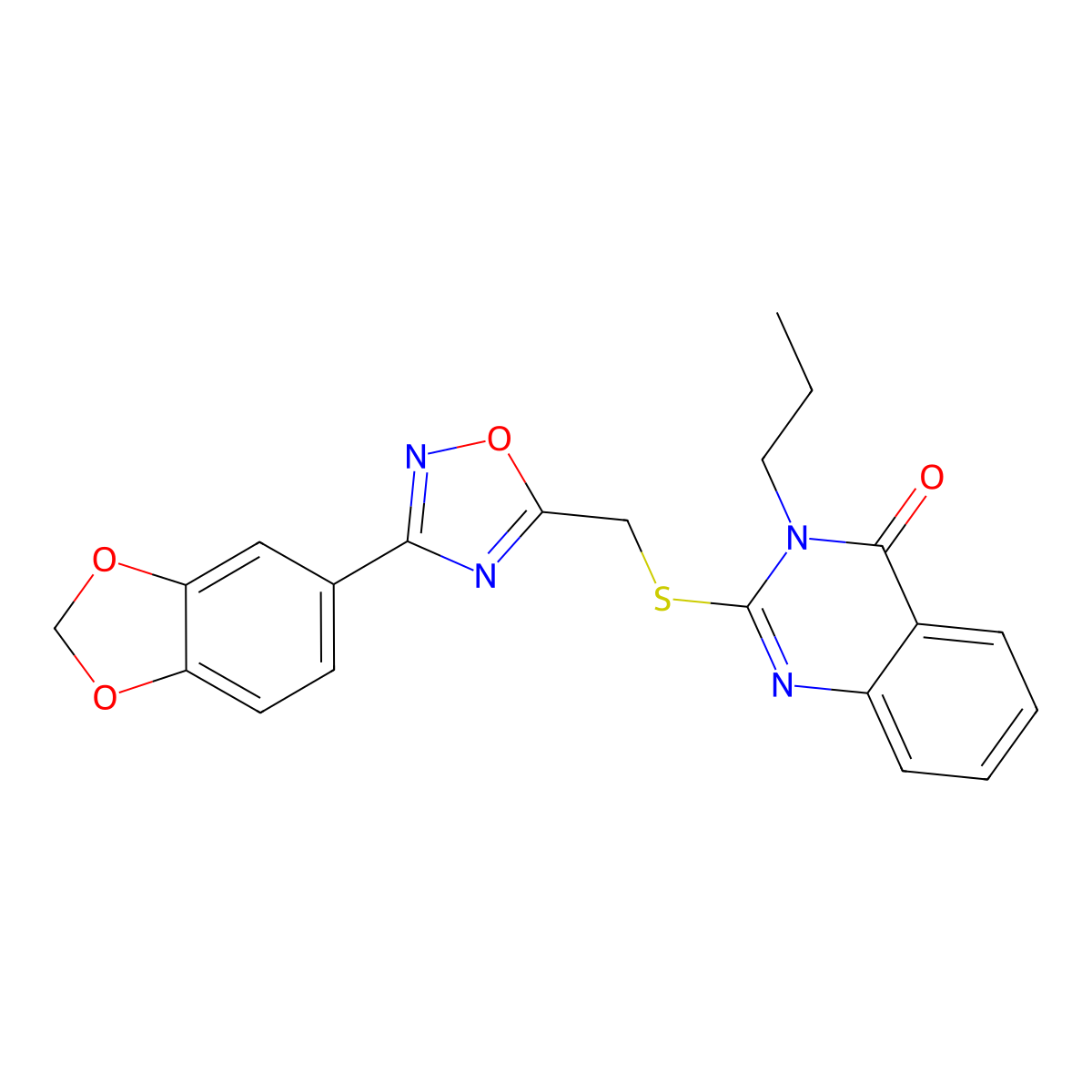 2-({[3-(2H-1,3-benzodioxol-5-yl)-1,2,4-oxadiazol-5-yl]methyl}sulfanyl)-3-propyl-3,4-dihydroquinazolin-4-one molecular structure, CAS 2320539-84-0