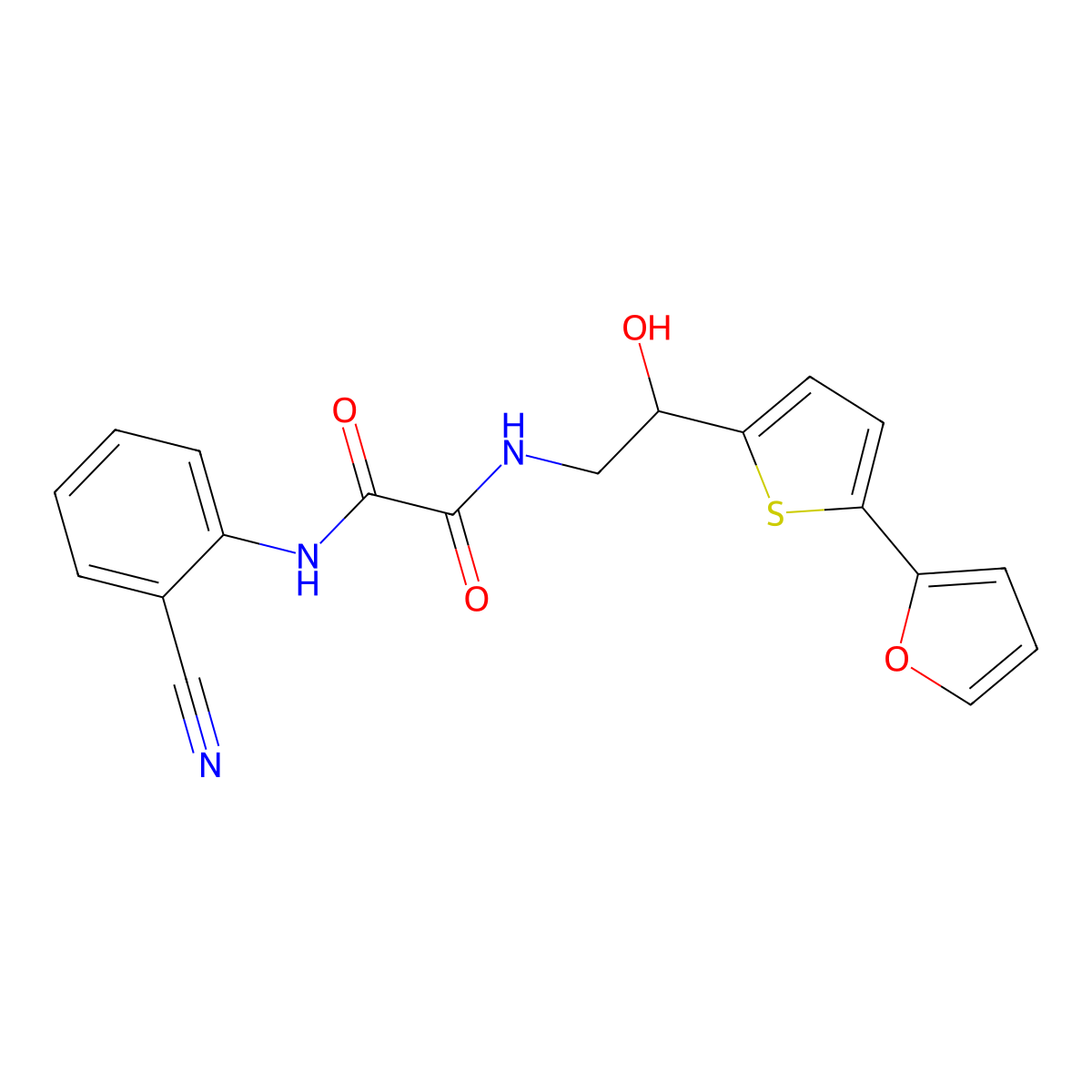 N'-(2-Cyanophenyl)-N-[2-[5-(furan-2-yl)thiophen-2-yl]-2-hydroxyethyl]oxamide molecular structure, CAS 2320539-86-2