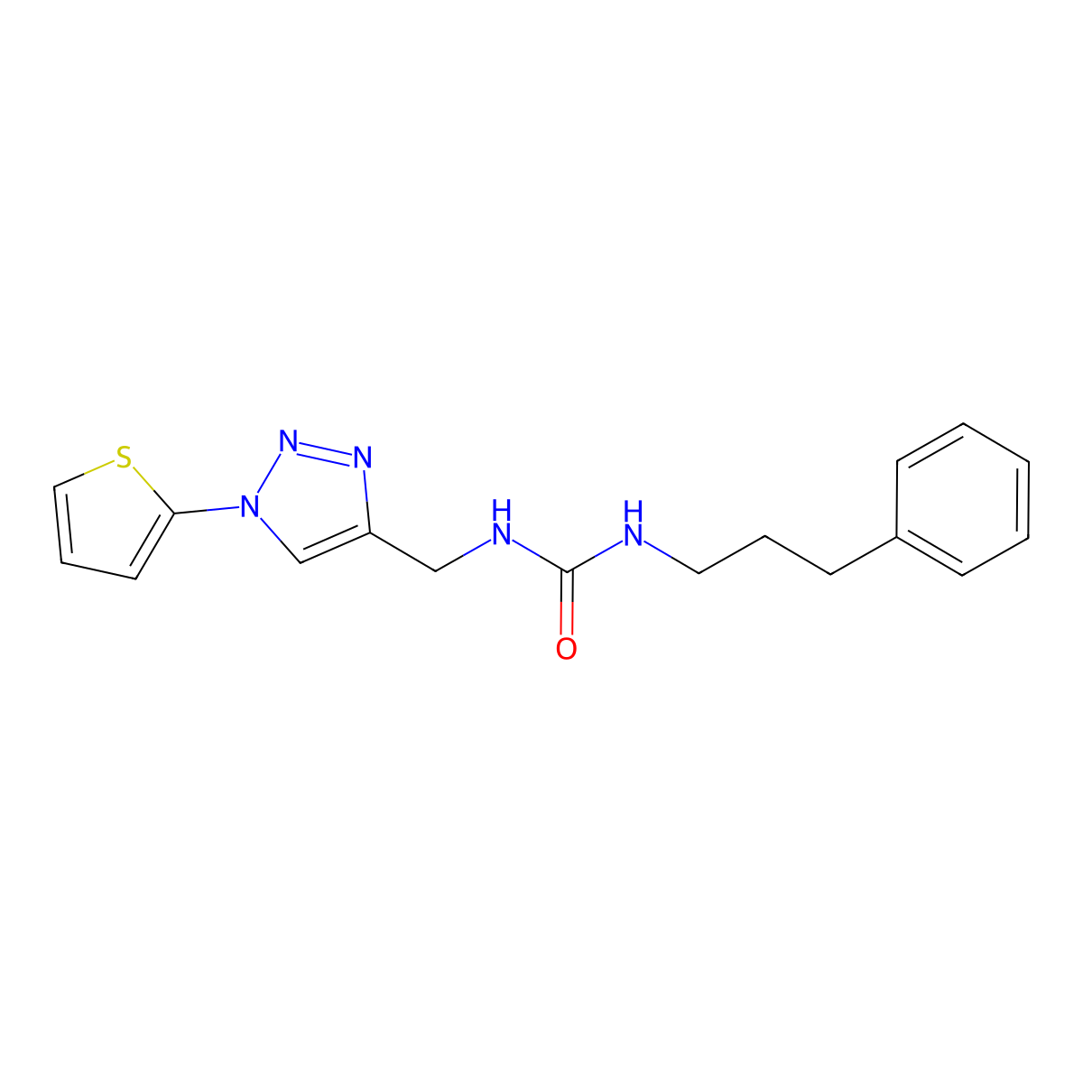 1-(3-phenylpropyl)-3-{[1-(thiophen-2-yl)-1H-1,2,3-triazol-4-yl]methyl}urea molecular structure, CAS 2320543-97-1