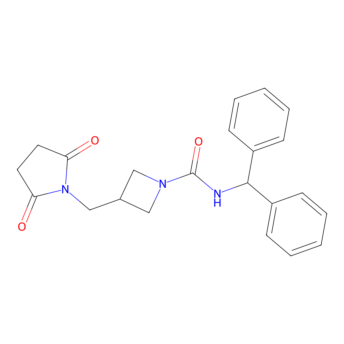 3-[(2,5-dioxopyrrolidin-1-yl)methyl]-N-(diphenylmethyl)azetidine-1-carboxamide molecular structure, CAS 2320544-05-4