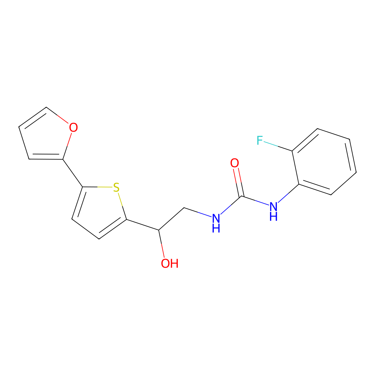 1-(2-Fluorophenyl)-3-{2-[5-(furan-2-yl)thiophen-2-yl]-2-hydroxyethyl}urea molecular structure, CAS 2320544-06-5