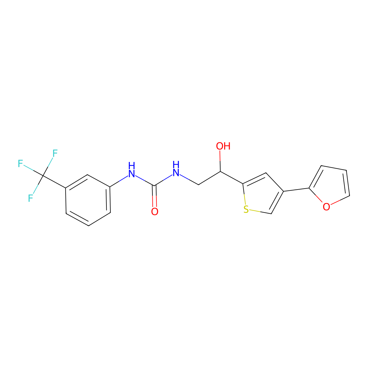 3-{2-[4-(Furan-2-yl)thiophen-2-yl]-2-hydroxyethyl}-1-[3-(trifluoromethyl)phenyl]urea molecular structure, CAS 2320544-25-8