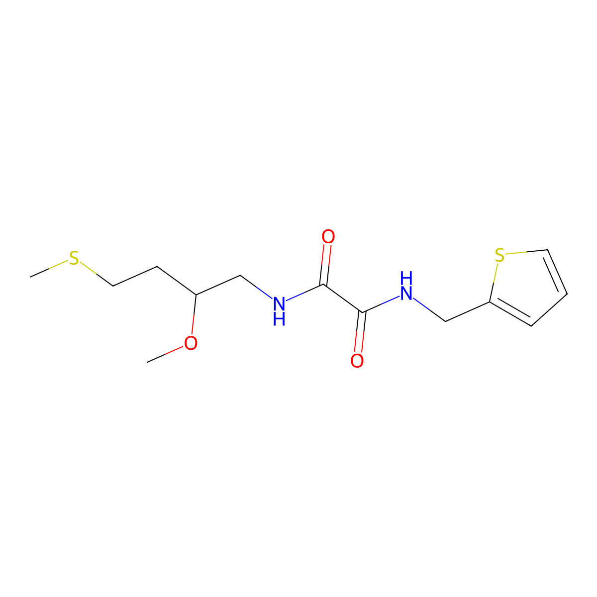 N-[2-methoxy-4-(methylsulfanyl)butyl]-N'-[(thiophen-2-yl)methyl]ethanediamide molecular structure, CAS 2320544-32-7
