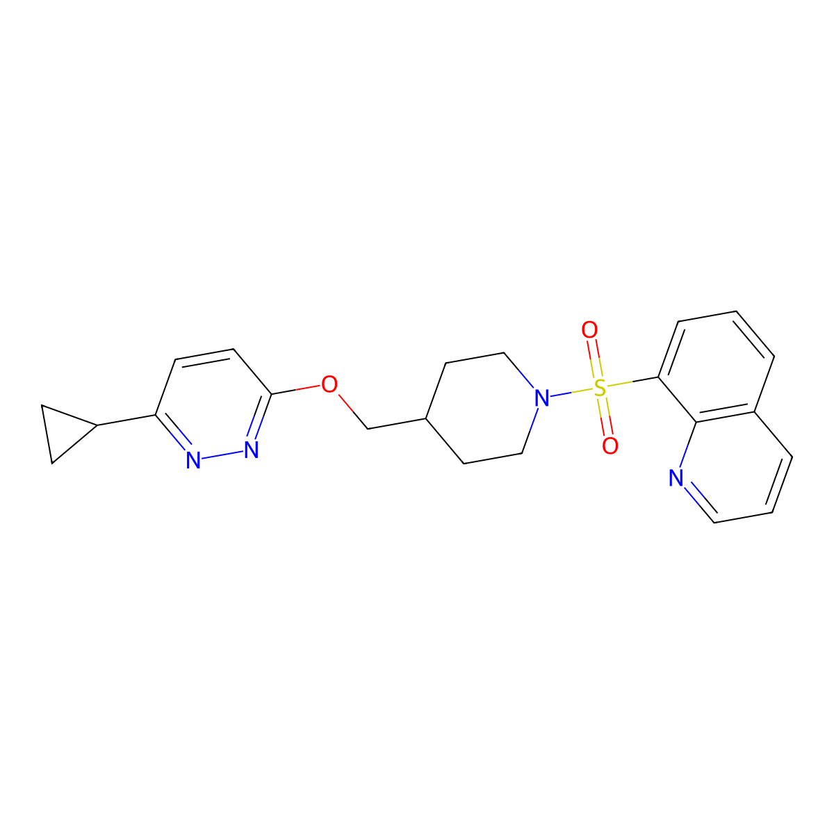 8-[(4-{[(6-Cyclopropylpyridazin-3-yl)oxy]methyl}piperidin-1-yl)sulfonyl]quinoline molecular structure, CAS 2320544-33-8