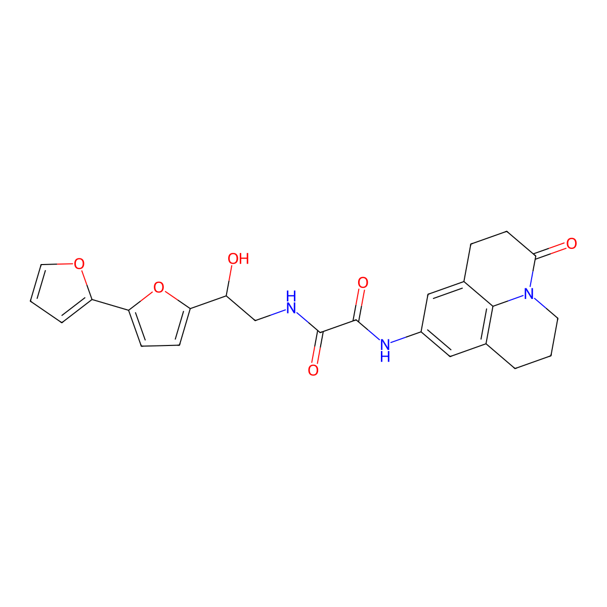 N-(2-{[2,2'-bifuran]-5-yl}-2-hydroxyethyl)-N'-{2-oxo-1-azatricyclo[7.3.1.0^{5,13}]trideca-5,7,9(13)-trien-7-yl}ethanediamide molecular structure, CAS 2320544-40-7