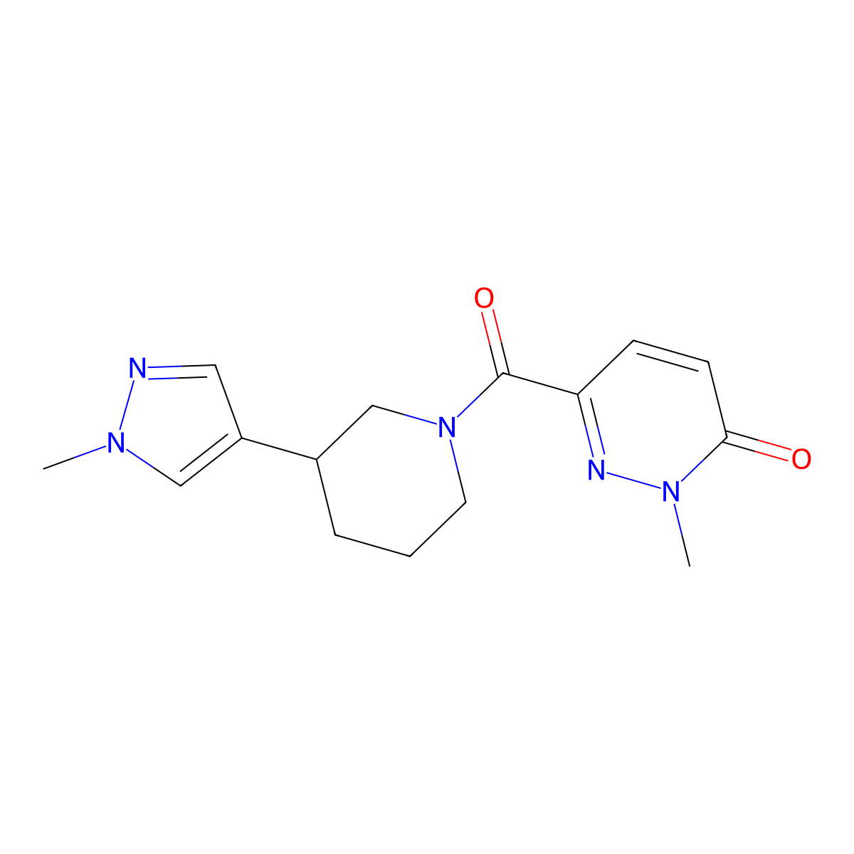 2-methyl-6-[3-(1-methyl-1H-pyrazol-4-yl)piperidine-1-carbonyl]-2,3-dihydropyridazin-3-one molecular structure, CAS 2320544-45-2