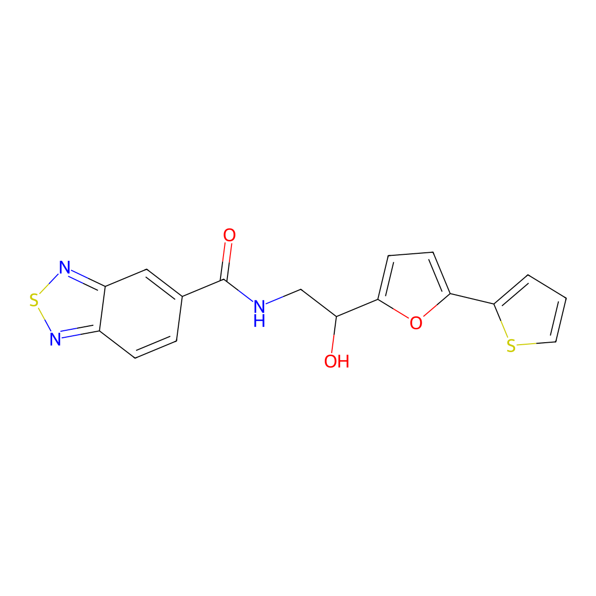 N-{2-hydroxy-2-[5-(thiophen-2-yl)furan-2-yl]ethyl}-2,1,3-benzothiadiazole-5-carboxamide molecular structure, CAS 2320544-62-3