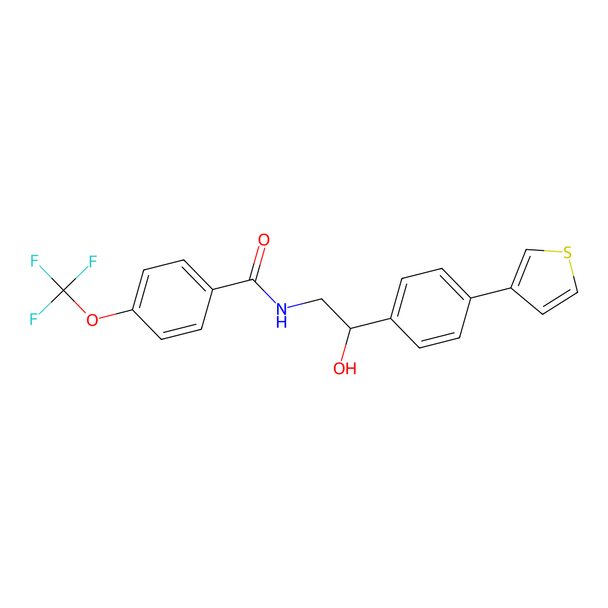 N-{2-hydroxy-2-[4-(thiophen-3-yl)phenyl]ethyl}-4-(trifluoromethoxy)benzamide molecular structure, CAS 2320544-95-2
