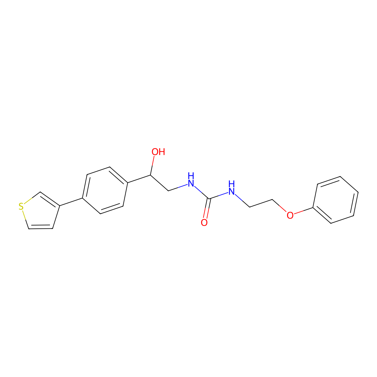 3-{2-Hydroxy-2-[4-(thiophen-3-yl)phenyl]ethyl}-1-(2-phenoxyethyl)urea molecular structure, CAS 2320545-22-8