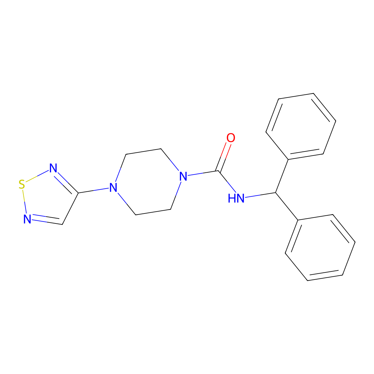 N-(diphenylmethyl)-4-(1,2,5-thiadiazol-3-yl)piperazine-1-carboxamide molecular structure, CAS 2320545-50-2