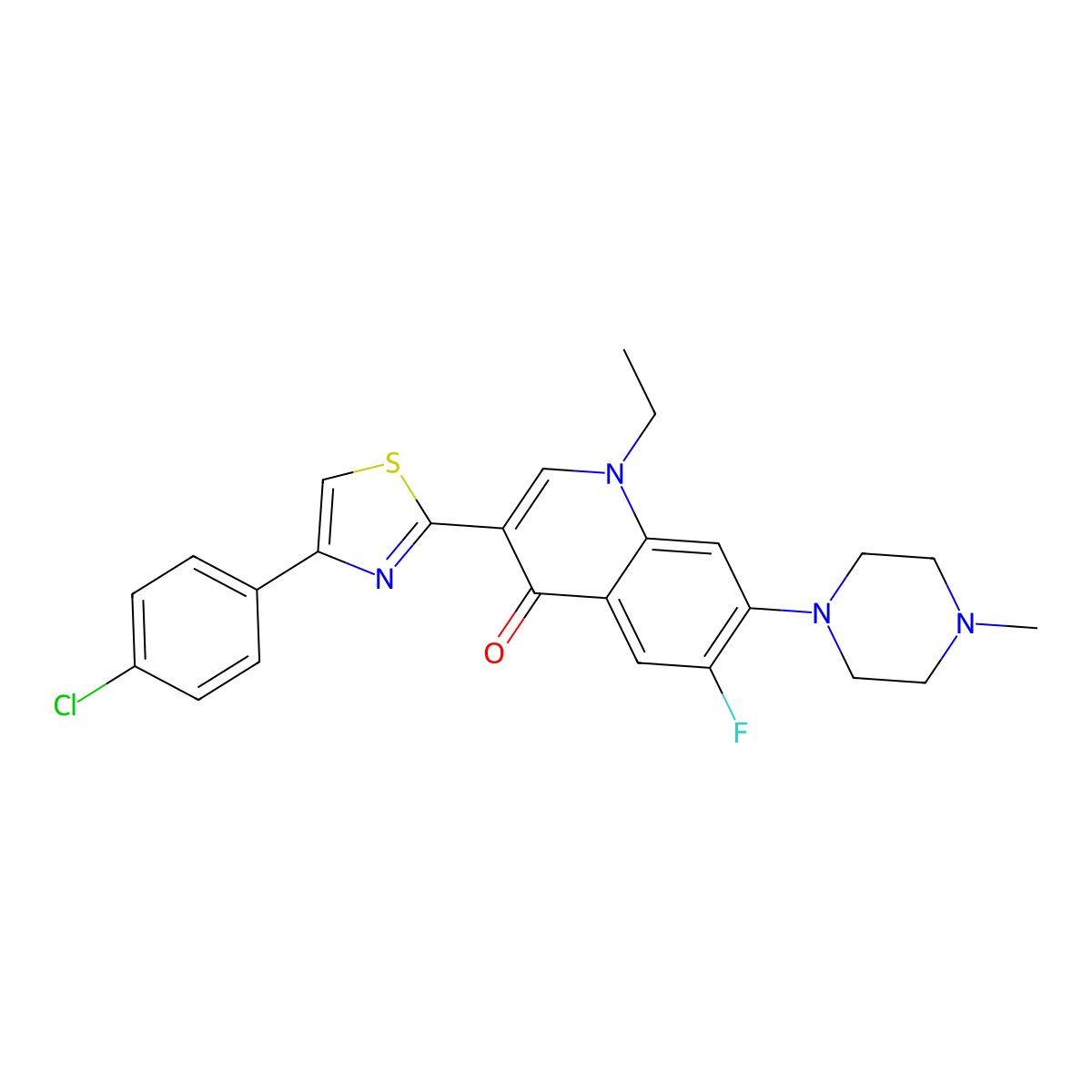 3-[4-(4-Chlorophenyl)-1,3-thiazol-2-yl]-1-ethyl-6-fluoro-7-(4-methylpiperazin-1-yl)-1,4-dihydroquinolin-4-one molecular structure, CAS 2320545-72-8