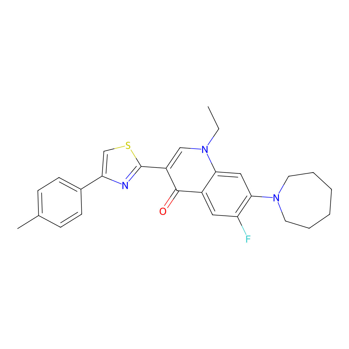 7-(Azepan-1-yl)-1-ethyl-6-fluoro-3-[4-(4-methylphenyl)-1,3-thiazol-2-yl]-1,4-dihydroquinolin-4-one molecular structure, CAS 2320545-93-3