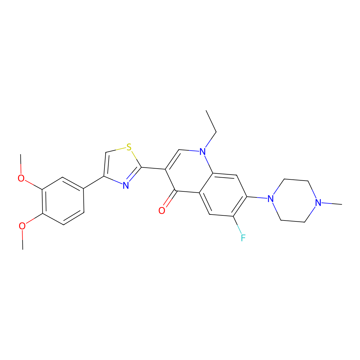 3-[4-(3,4-Dimethoxyphenyl)-1,3-thiazol-2-yl]-1-ethyl-6-fluoro-7-(4-methylpiperazin-1-yl)-1,4-dihydroquinolin-4-one molecular structure, CAS 2320546-31-2