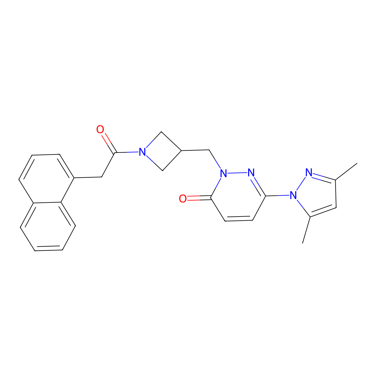 6-(3,5-dimethyl-1H-pyrazol-1-yl)-2-({1-[2-(naphthalen-1-yl)acetyl]azetidin-3-yl}methyl)-2,3-dihydropyridazin-3-one molecular structure, CAS 2320546-69-6