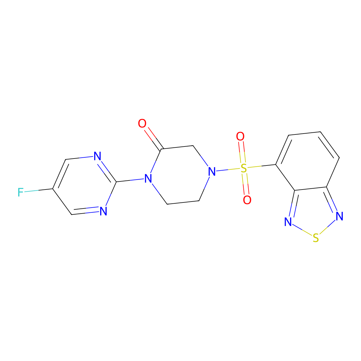4-(2,1,3-Benzothiadiazole-4-sulfonyl)-1-(5-fluoropyrimidin-2-yl)piperazin-2-one molecular structure, CAS 2320546-81-2