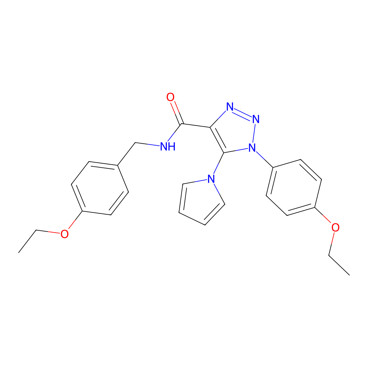 1-(4-ethoxyphenyl)-N-[(4-ethoxyphenyl)methyl]-5-(1H-pyrrol-1-yl)-1H-1,2,3-triazole-4-carboxamide molecular structure, CAS 2320547-17-7