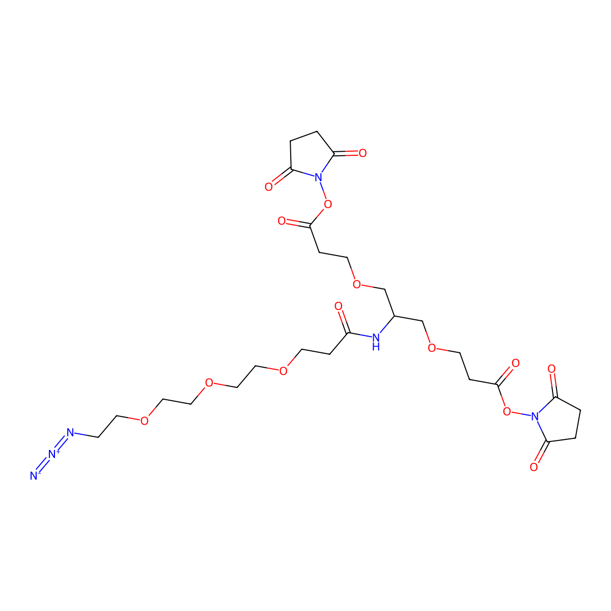 2-(Azido-PEG3-amido)-1,3-bis(NHS Ester) molecular structure, CAS 2320560-36-7