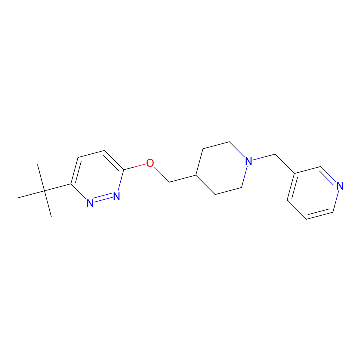 3-Tert-butyl-6-({1-[(pyridin-3-yl)methyl]piperidin-4-yl}methoxy)pyridazine molecular structure, CAS 2320571-83-1