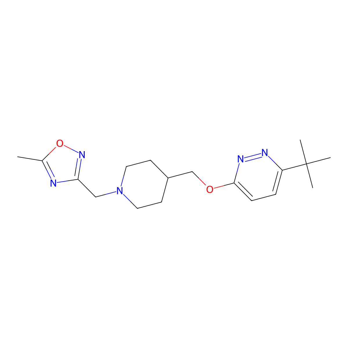 3-Tert-butyl-6-({1-[(5-methyl-1,2,4-oxadiazol-3-yl)methyl]piperidin-4-yl}methoxy)pyridazine molecular structure, CAS 2320571-90-0