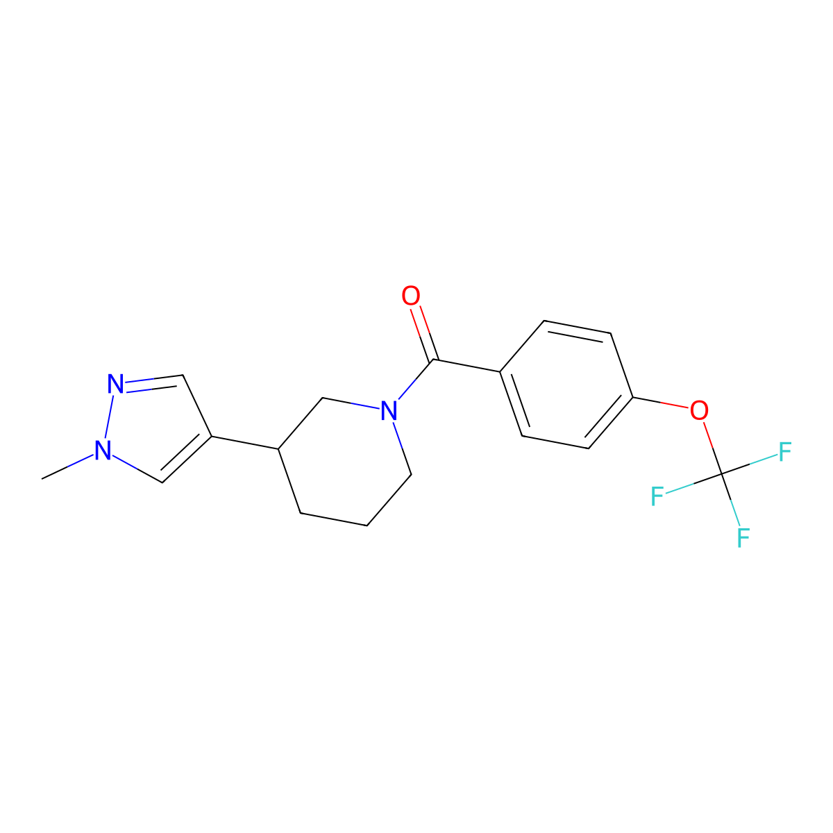 3-(1-methyl-1H-pyrazol-4-yl)-1-[4-(trifluoromethoxy)benzoyl]piperidine molecular structure, CAS 2320571-92-2