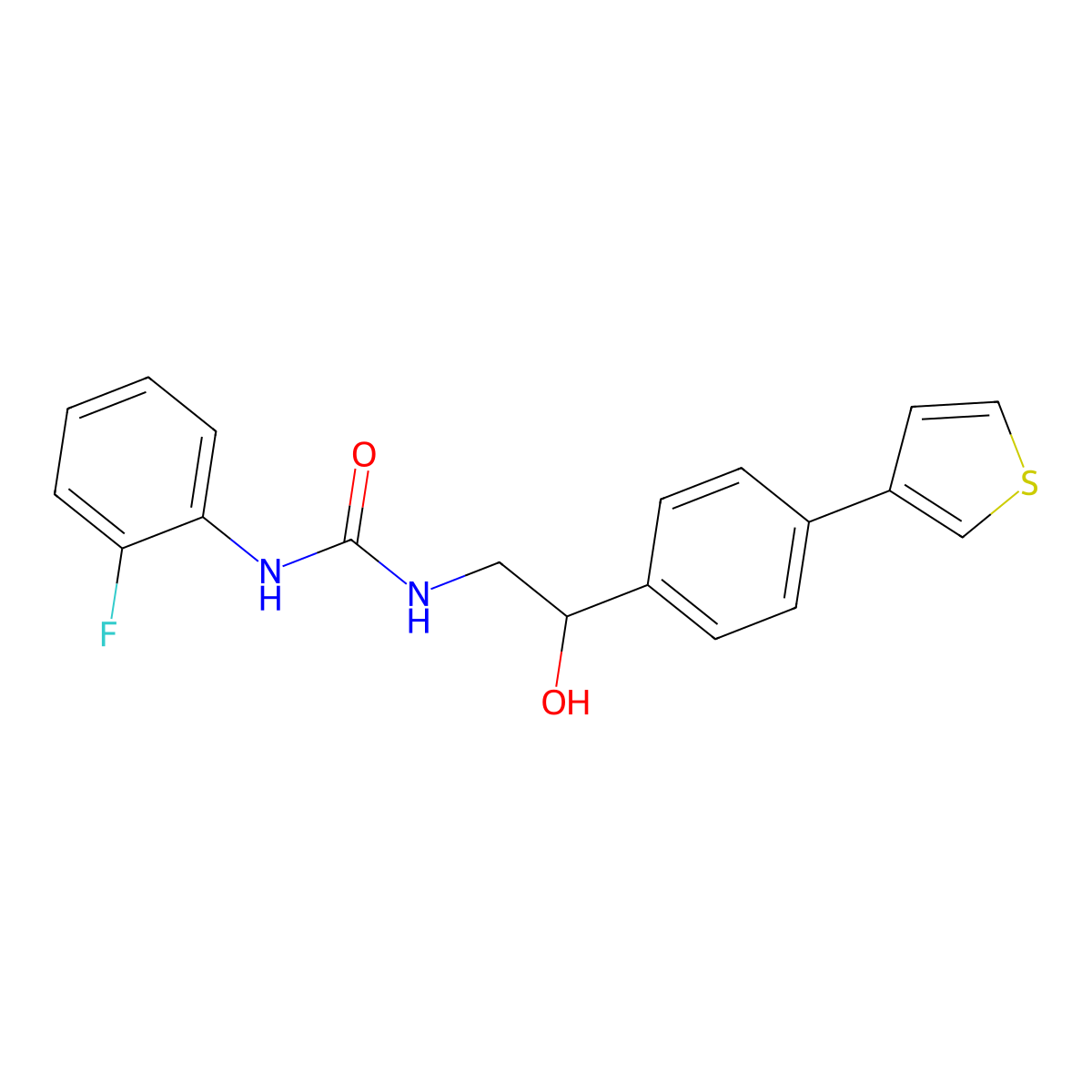 3-(2-Fluorophenyl)-1-{2-hydroxy-2-[4-(thiophen-3-yl)phenyl]ethyl}urea molecular structure, CAS 2320571-99-9