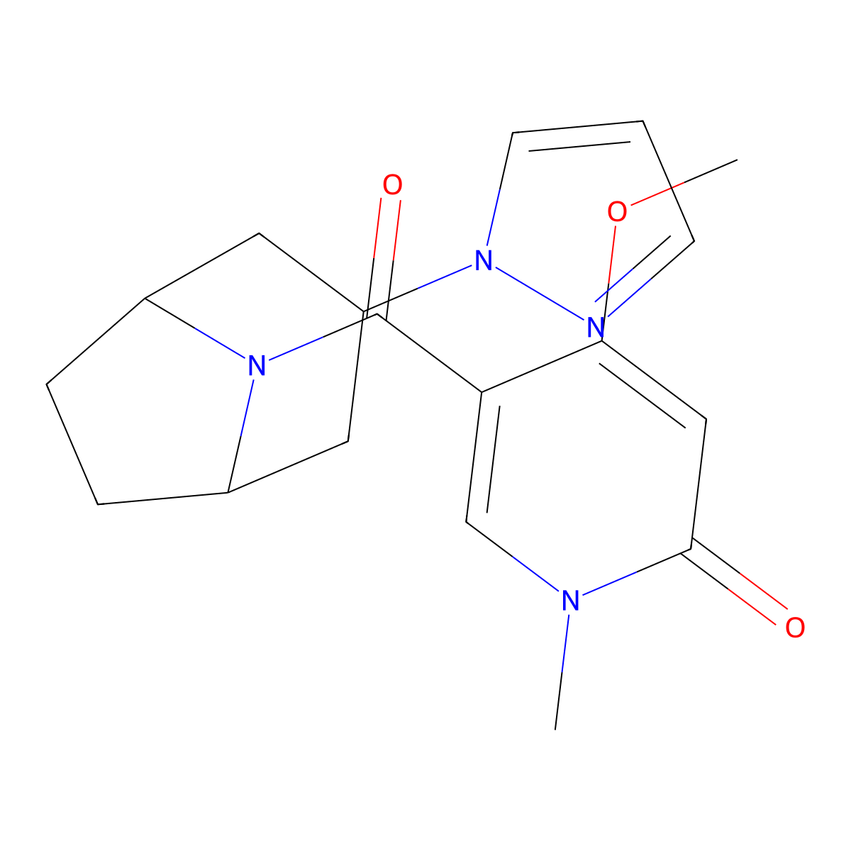 4-methoxy-1-methyl-5-[3-(1H-pyrazol-1-yl)-8-azabicyclo[3.2.1]octane-8-carbonyl]-1,2-dihydropyridin-2-one molecular structure, CAS 2320572-06-1