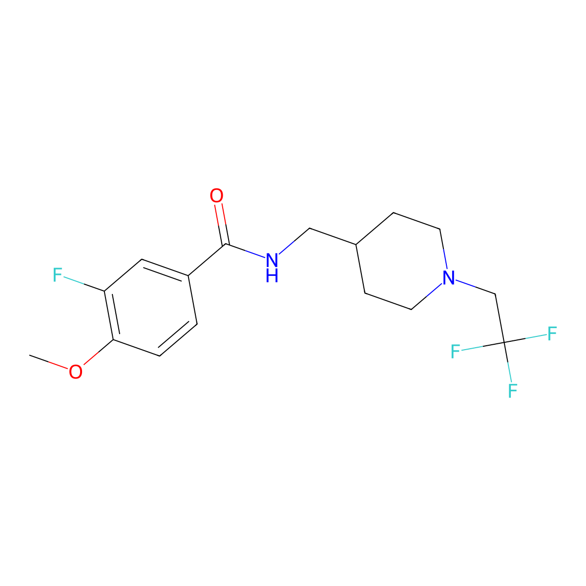 3-fluoro-4-methoxy-N-{[1-(2,2,2-trifluoroethyl)piperidin-4-yl]methyl}benzamide molecular structure, CAS 2320572-17-4