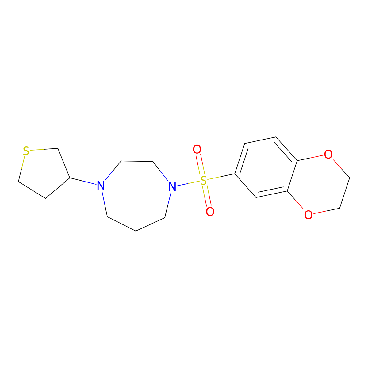 1-(2,3-Dihydro-1,4-benzodioxine-6-sulfonyl)-4-(thiolan-3-yl)-1,4-diazepane molecular structure, CAS 2320572-31-2