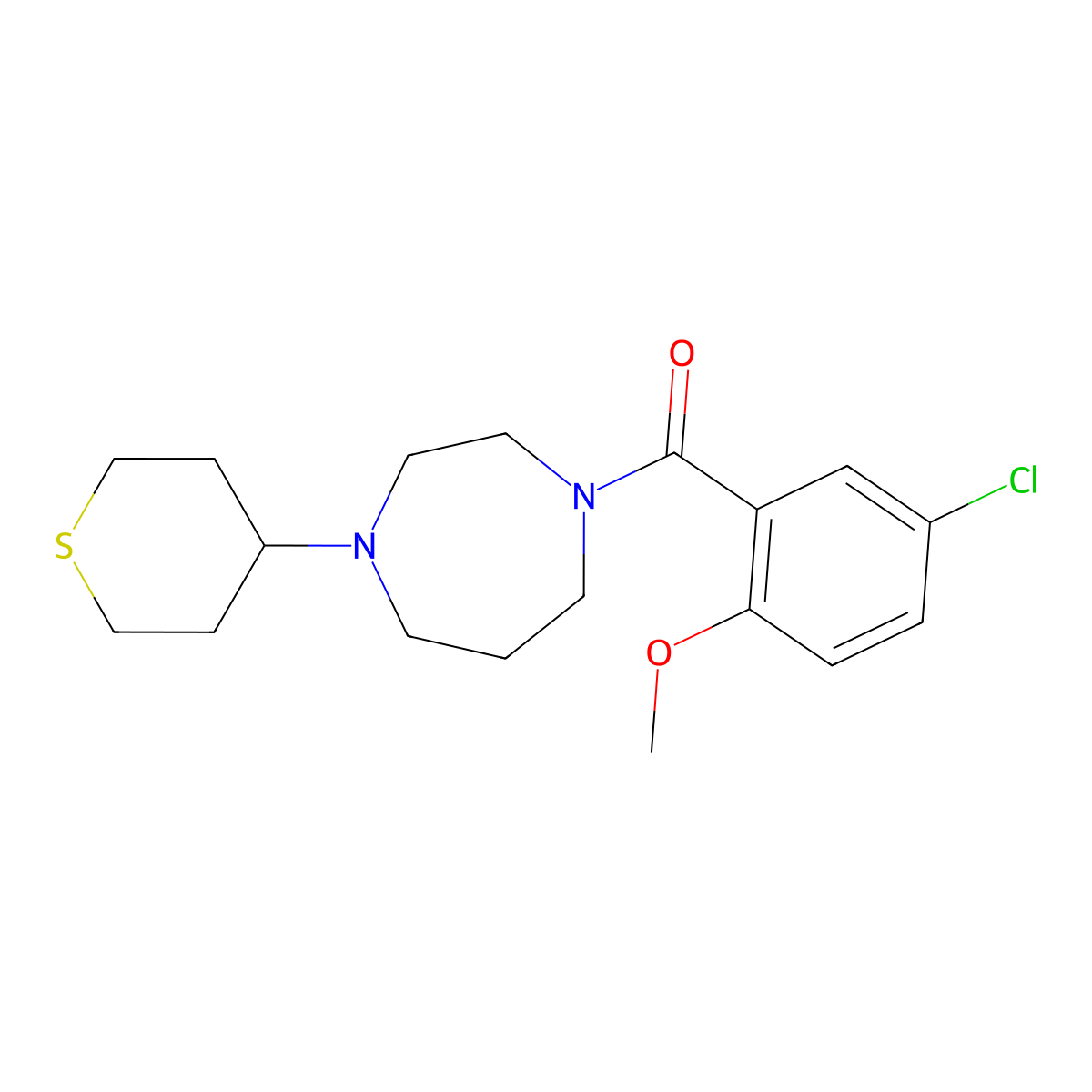 1-(5-Chloro-2-methoxybenzoyl)-4-(thian-4-yl)-1,4-diazepane molecular structure, CAS 2320572-33-4