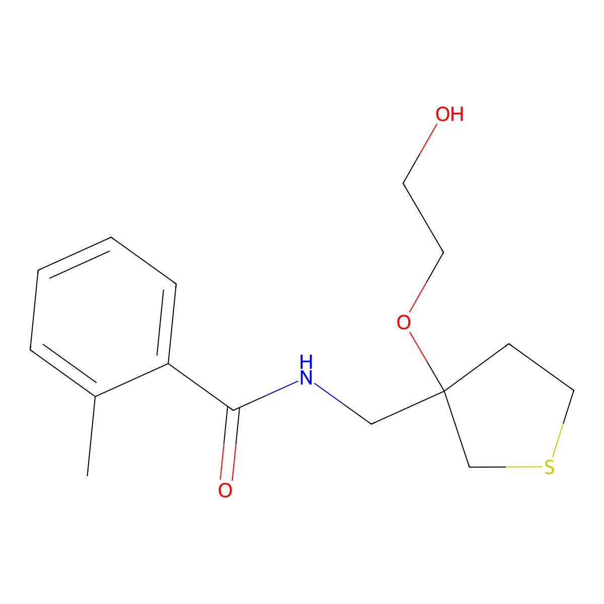N-{[3-(2-hydroxyethoxy)thiolan-3-yl]methyl}-2-methylbenzamide molecular structure, CAS 2320572-45-8
