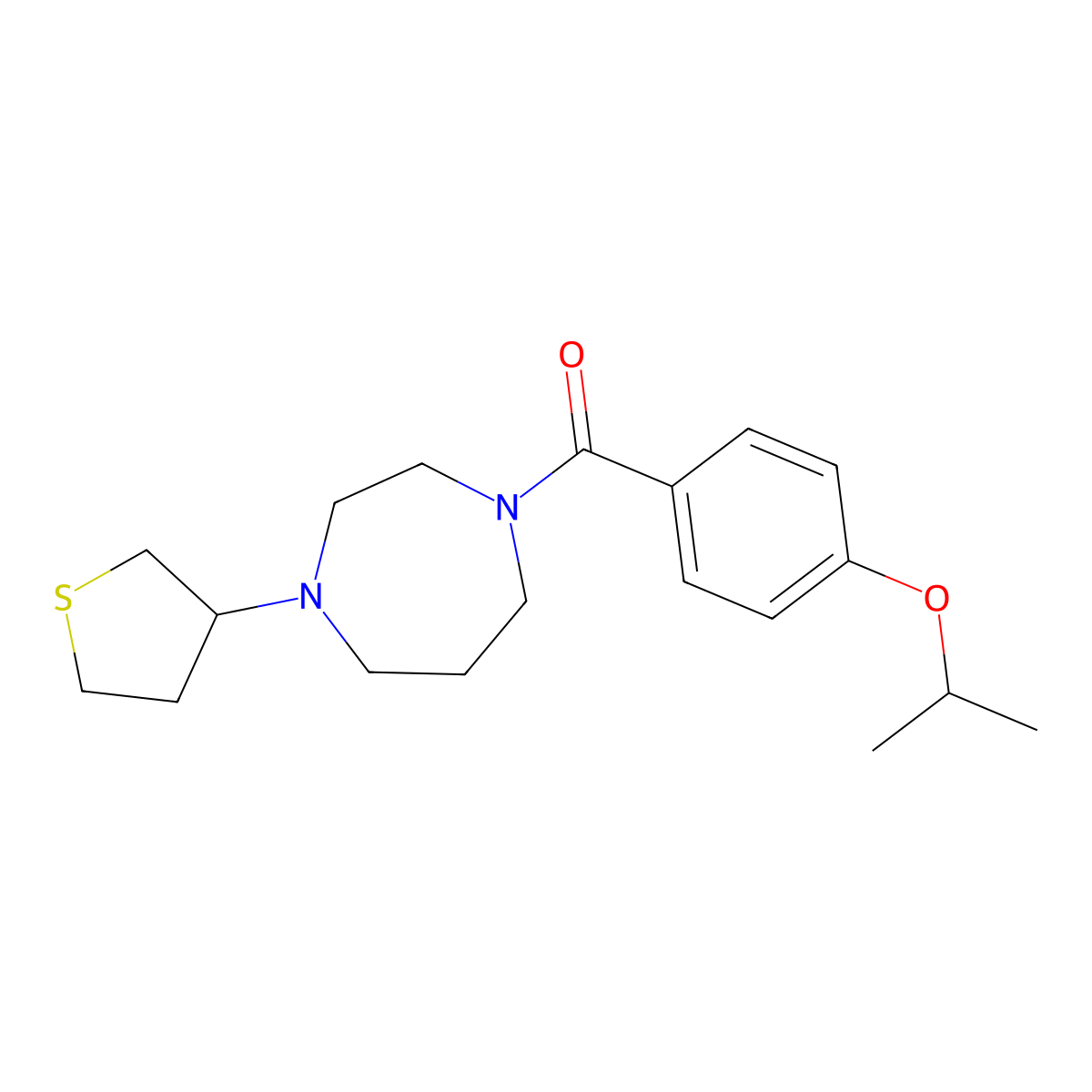1-[4-(Propan-2-yloxy)benzoyl]-4-(thiolan-3-yl)-1,4-diazepane molecular structure, CAS 2320572-52-7